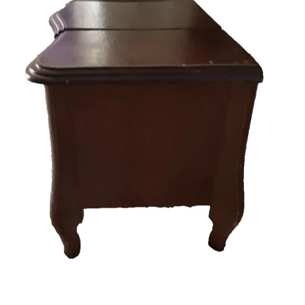 Vintage Mid Century Musical Wooden Jewelry Box, Drawers, Mirror, Velvet Lined
